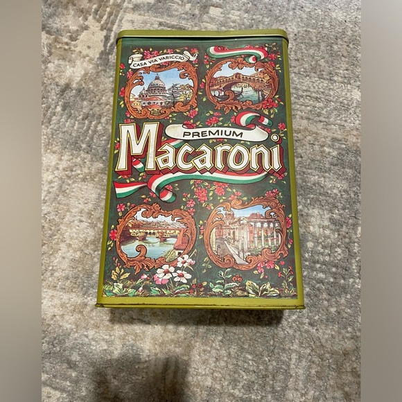 Casa Via Variccio Premium Macaroni Other - Vintage Casa Via Variccio Premium Macaroni Metal Tin Antique Pasta Graphic
